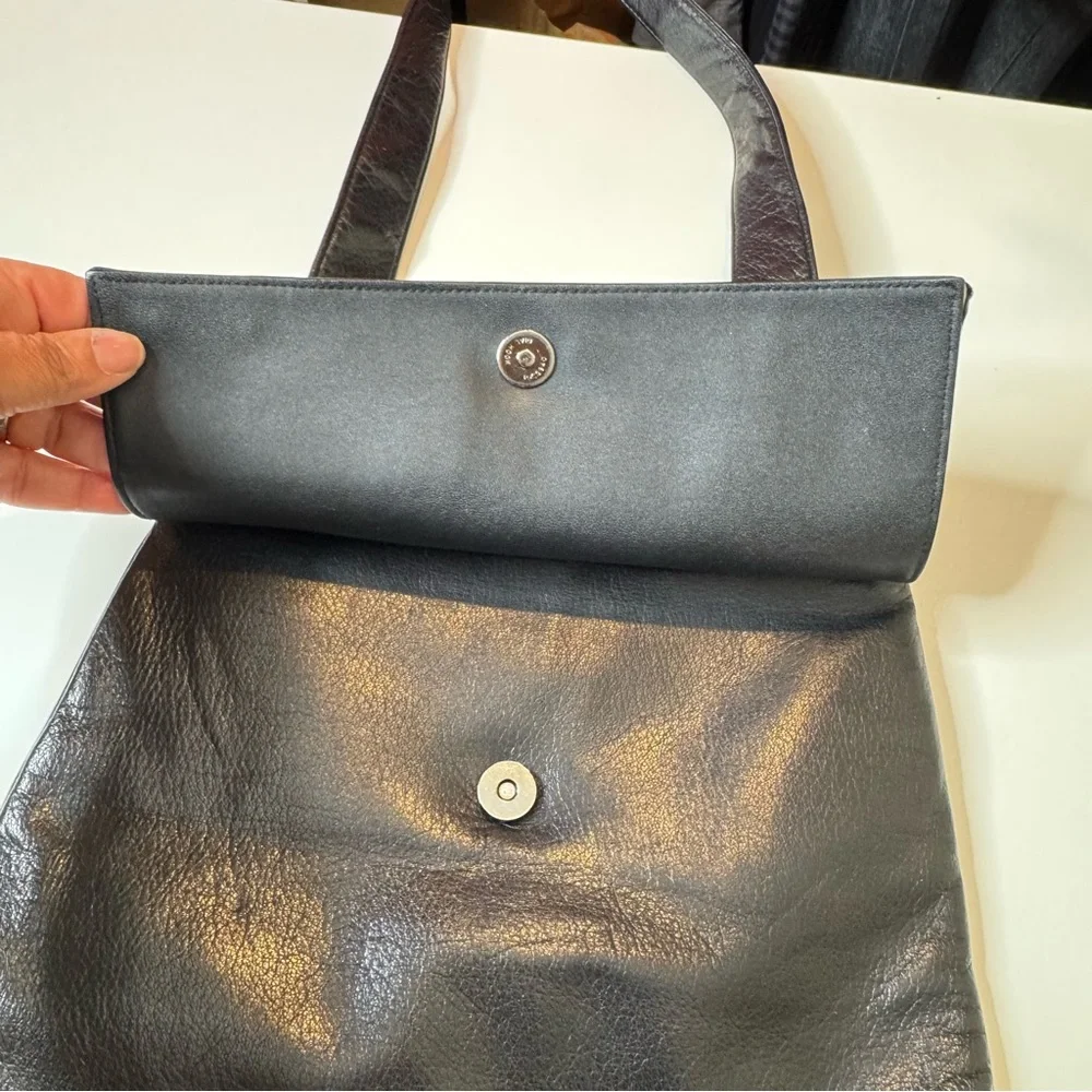 Perlina New York Black Leather Shoulder Bag